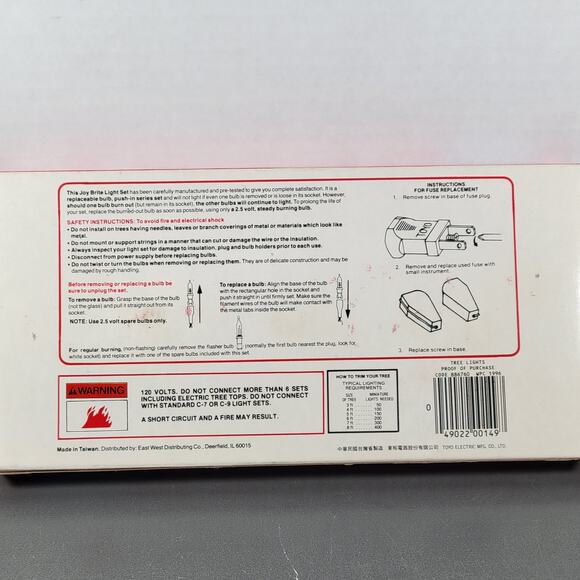 Joy Brite 50 Miniature Christmas Light Set Vintage Indoor Outdoor  27 Ft NOS - Picture 14 of 16